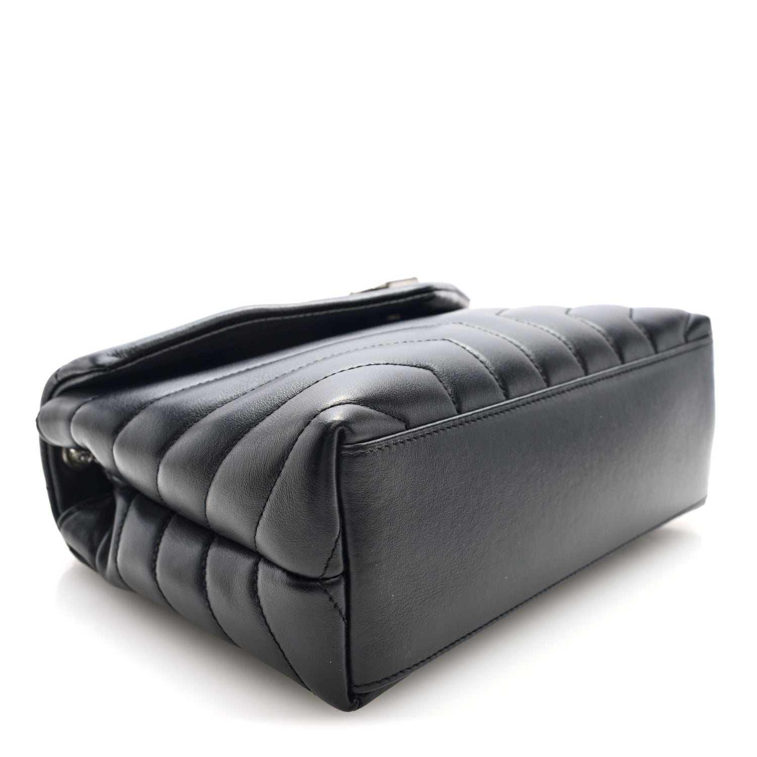 Calfskin Y Quilted Monogram Small Loulou Chain Satchel Black