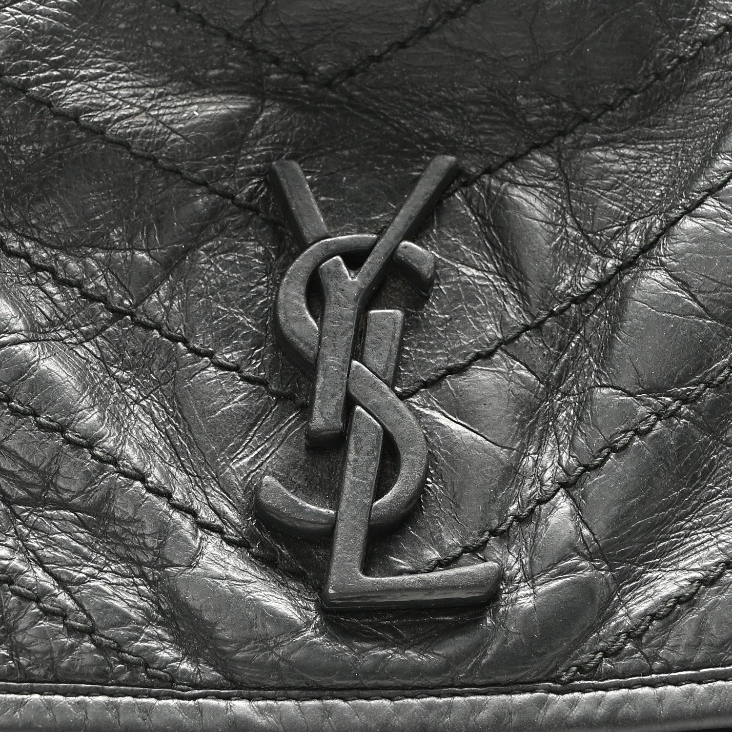 Crinkled Calfskin Matelasse Monogram Medium Niki Chain Satchel Storm