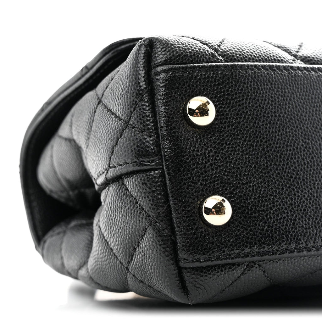 Caviar Quilted Extra Mini Coco Handle Flap Black