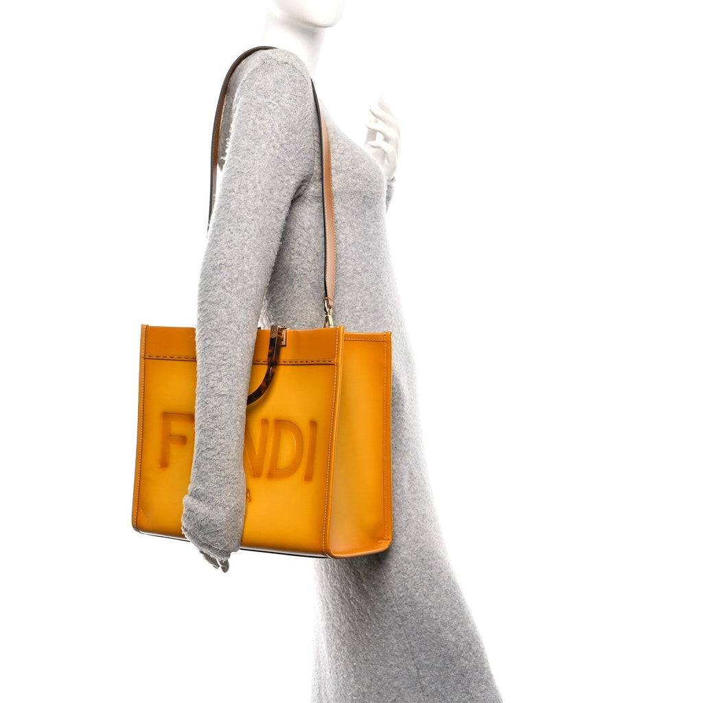 Vitello King Tamponato Plexiglass Medium Fendi Sunshine Shopper Tote Mimosa