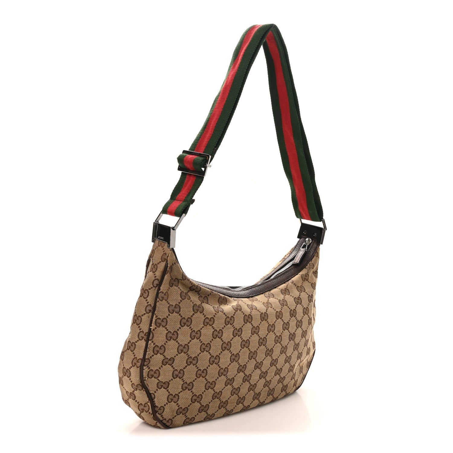 Monogram Web Medium Half Moon Hobo Dark Brown