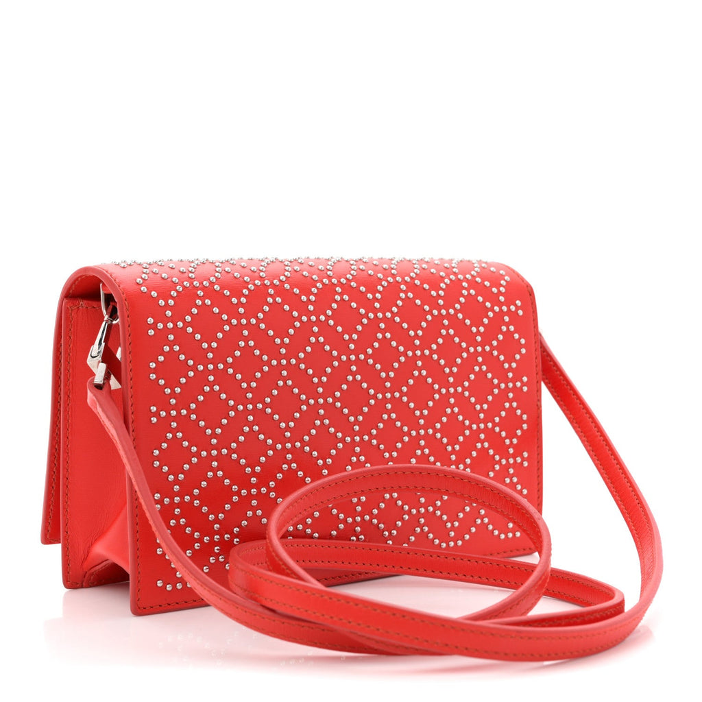 Calfskin Arabesque Studded Franca Crossbody Piment