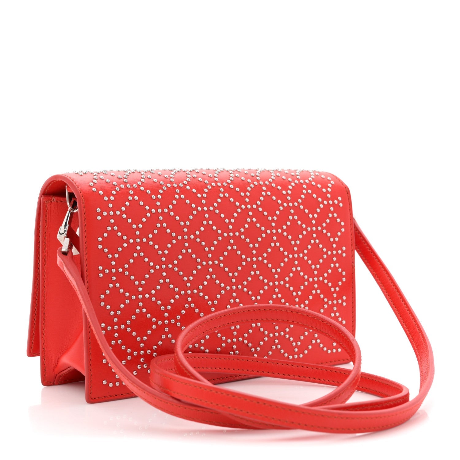 Calfskin Arabesque Studded Franca Crossbody Piment
