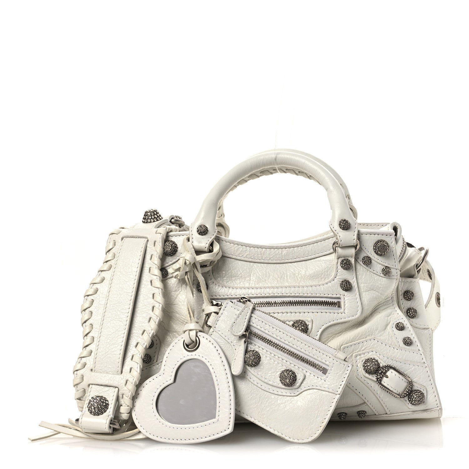 Agneau Arena Crystal Neo Cagole Handbag XS Optic White