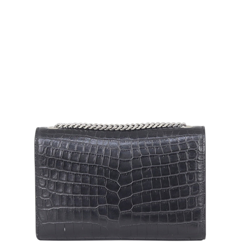 Saint Laurent Kate Tassel Chain Bag Small Croc-Embossed