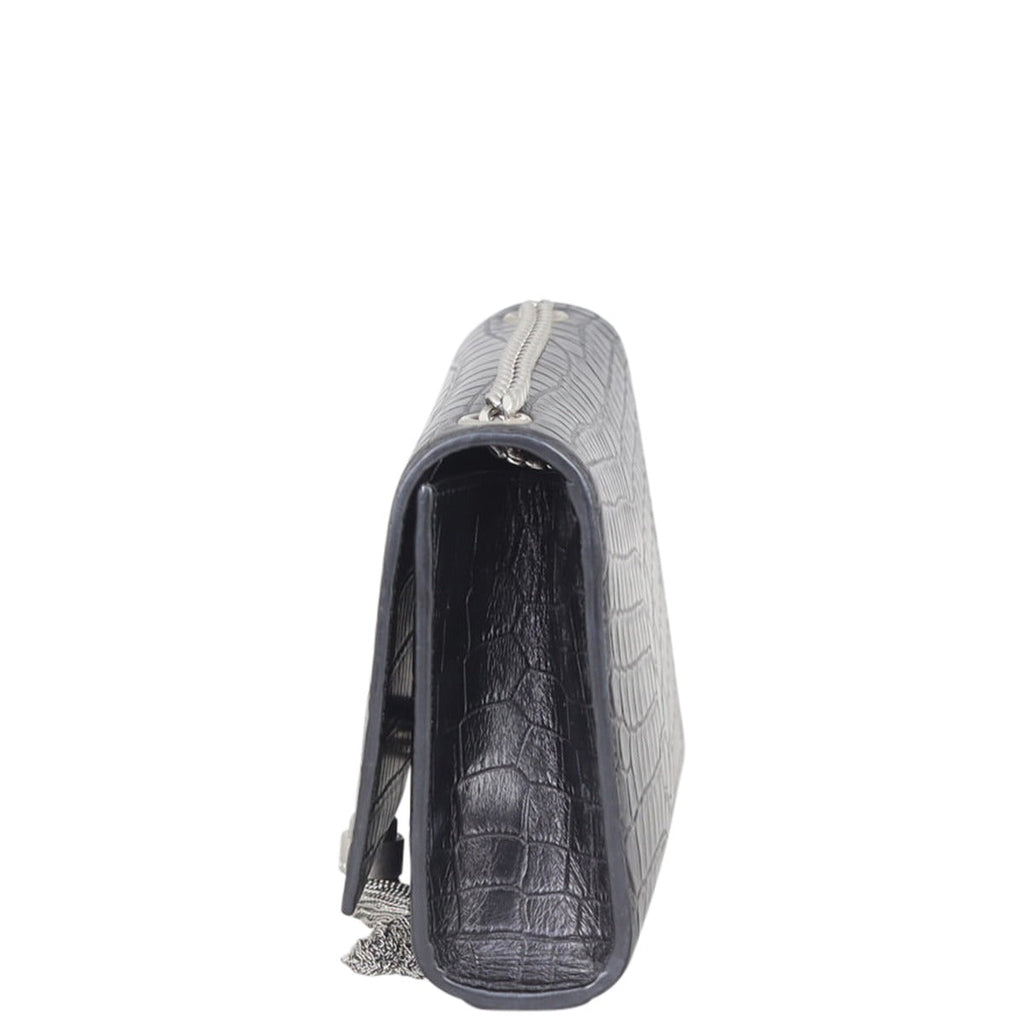Saint Laurent Kate Tassel Chain Bag Small Croc-Embossed