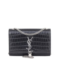 Saint Laurent Kate Tassel Chain Bag Small Croc-Embossed
