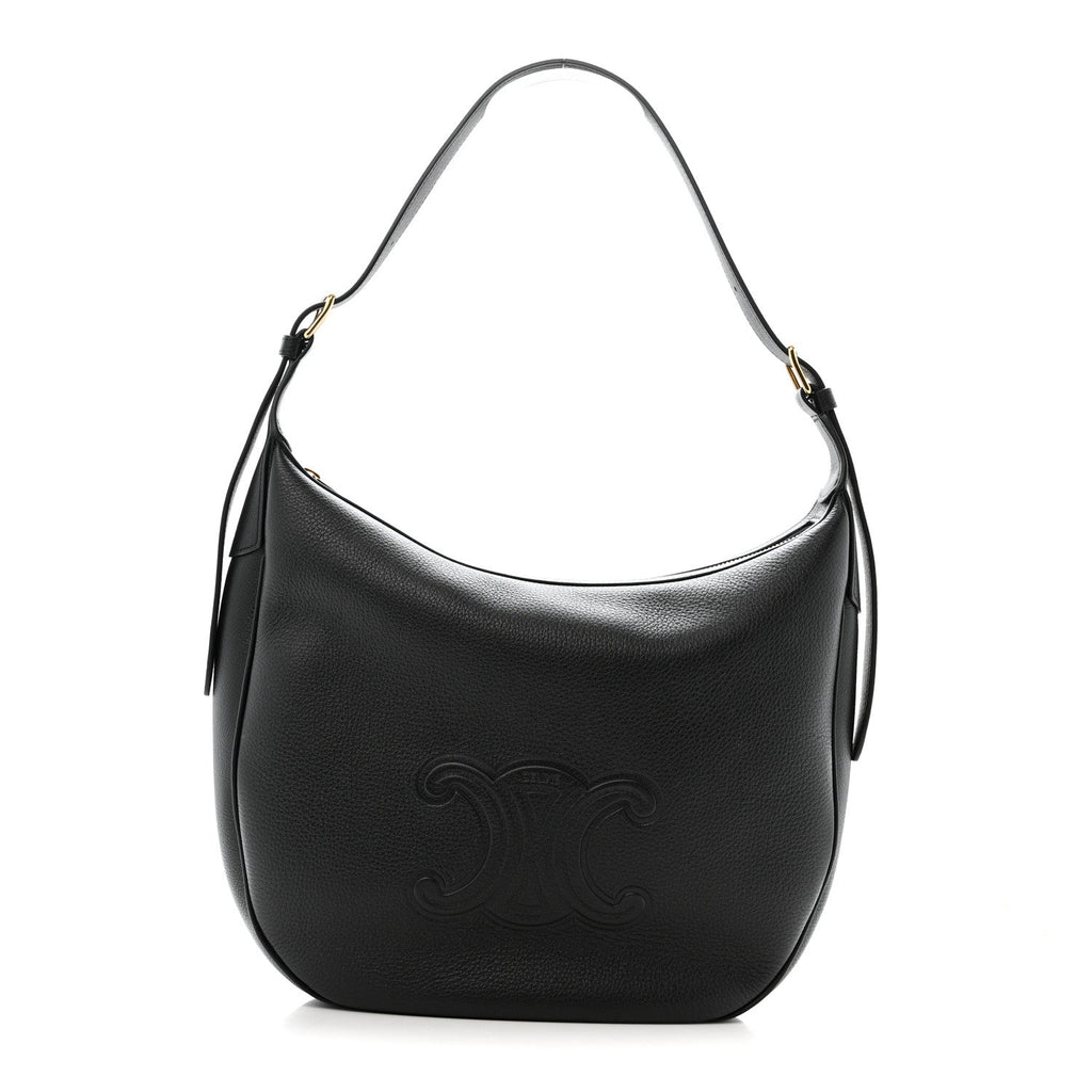 Supple Calfskin Medium Triomphe Heloise Shoulder Bag Black