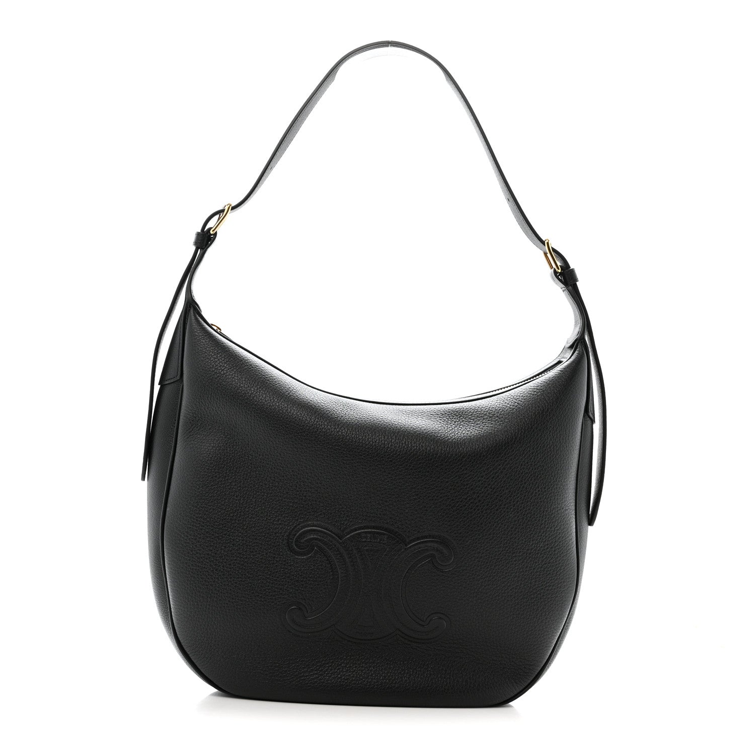 Supple Calfskin Medium Triomphe Heloise Shoulder Bag Black