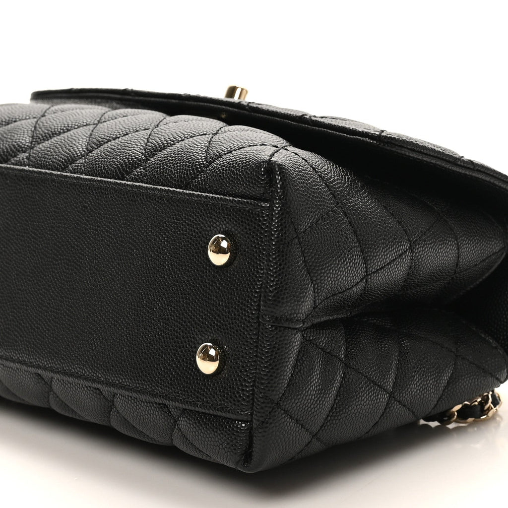 Caviar Quilted Mini Coco Handle Flap Black