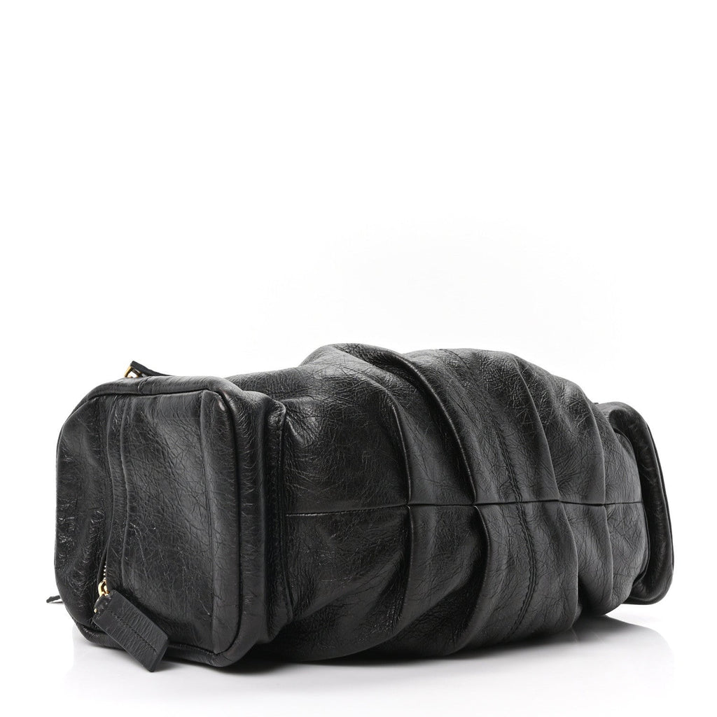 Crinkled Calfskin Large Grand Tour Multipocket Bag Black