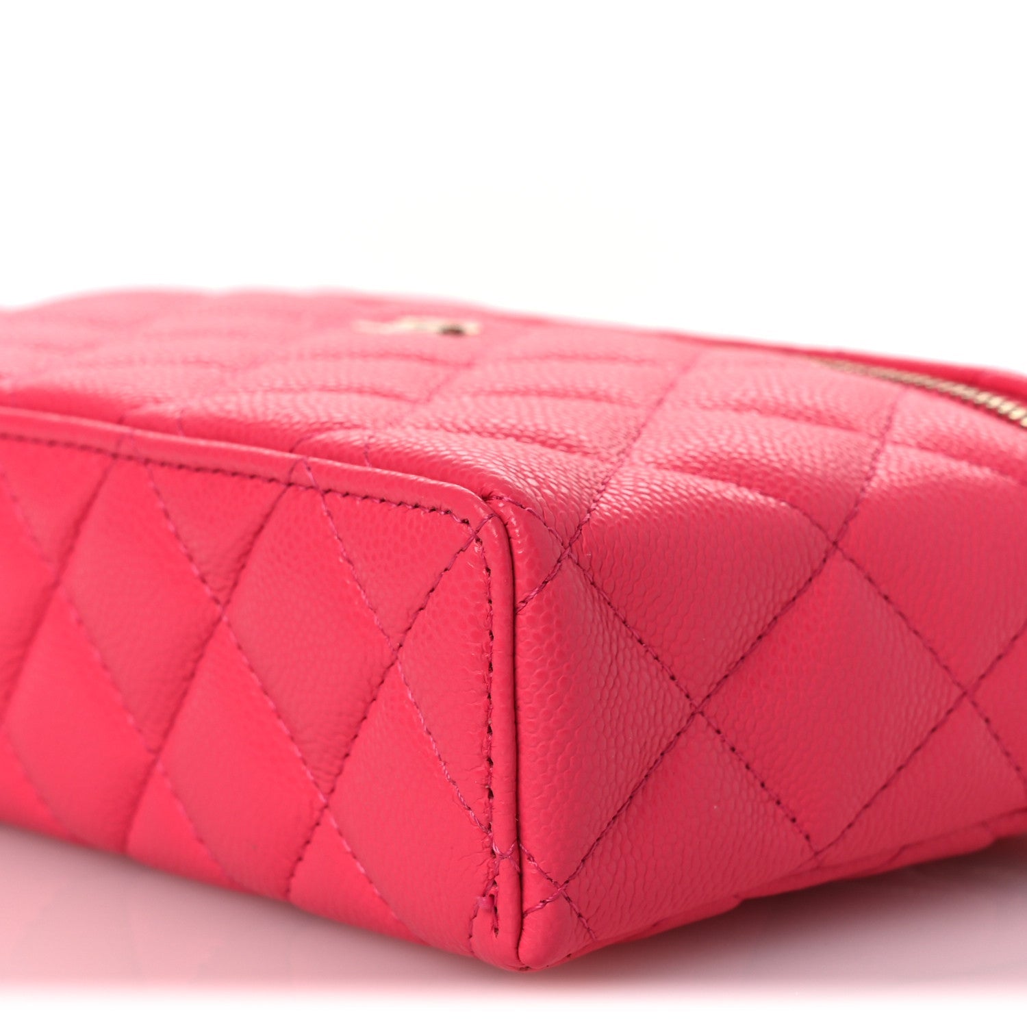 Caviar Quilted Top Handle Slim Vanity With Chain Fuchsia