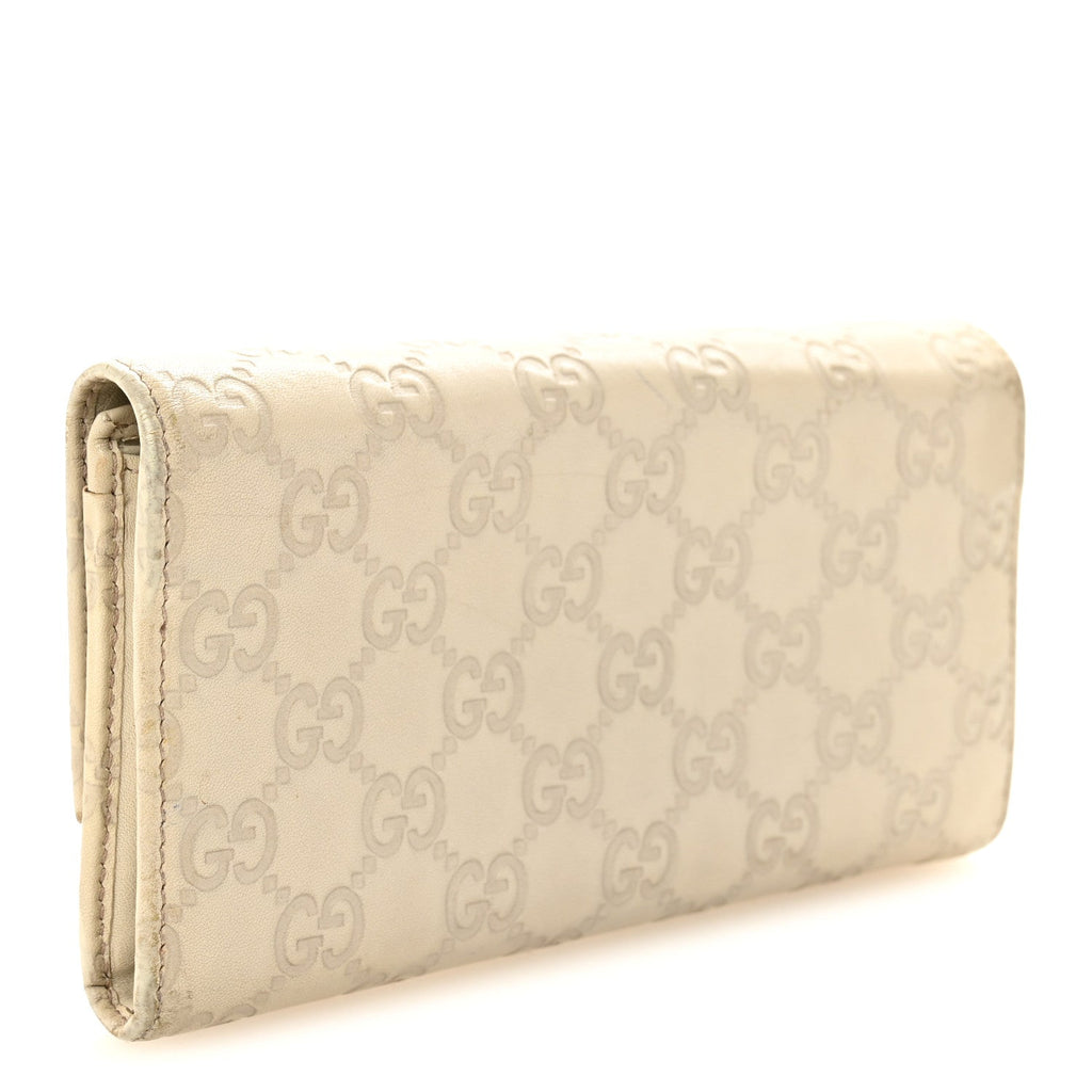 Shangai Calfskin Lovely Heart Continental Wallet Off White