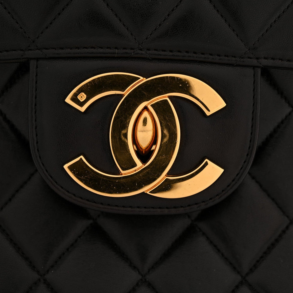 Lambskin Quilted XL Jumbo Single Flap Black