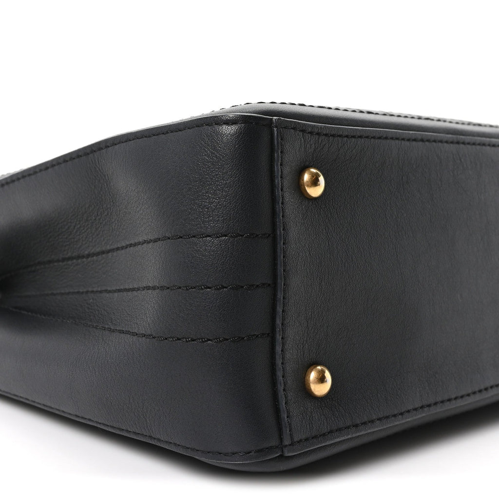 Bullskin Stitched Bi-Color Medium Shopping Tote Black