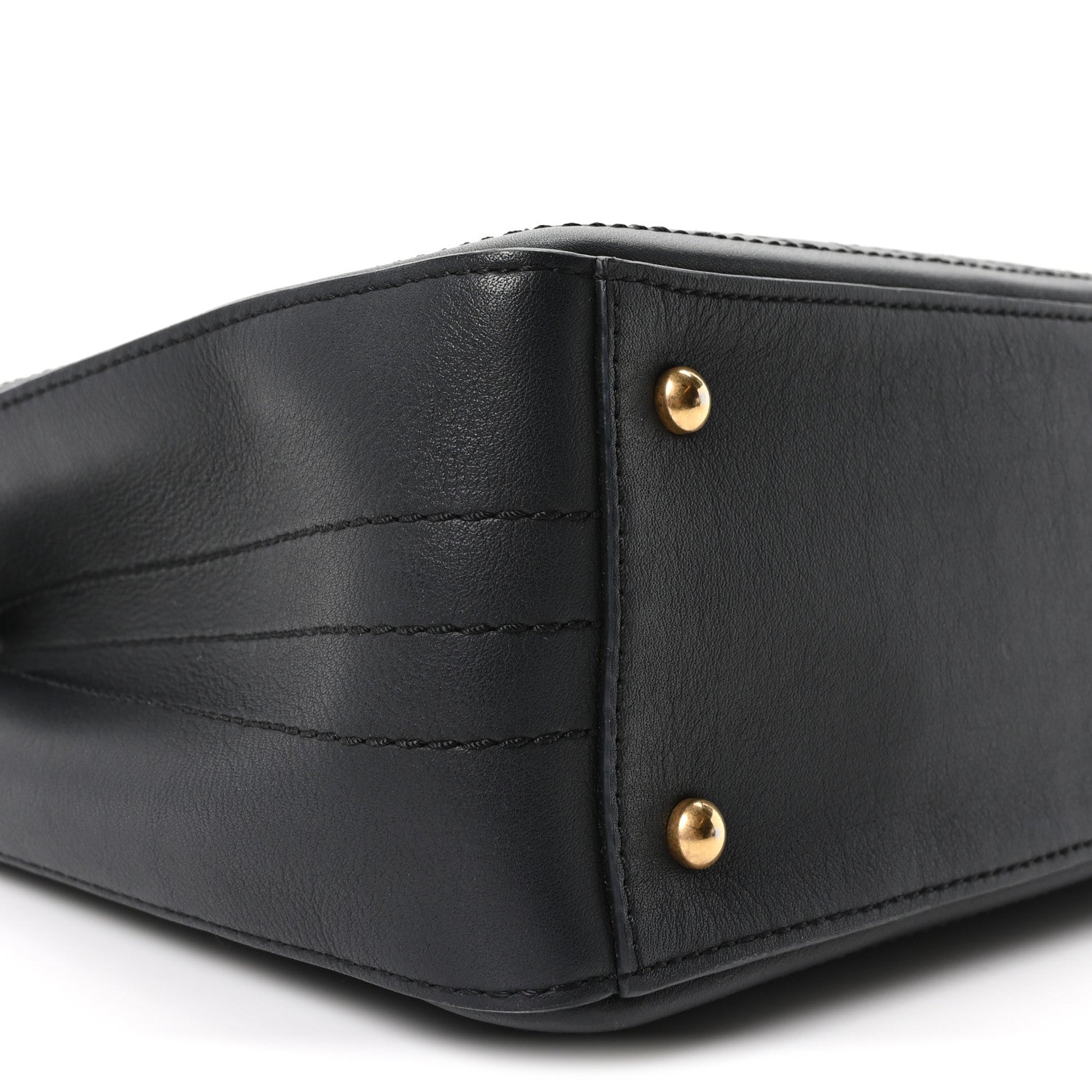 Bullskin Stitched Bi-Color Medium Shopping Tote Black