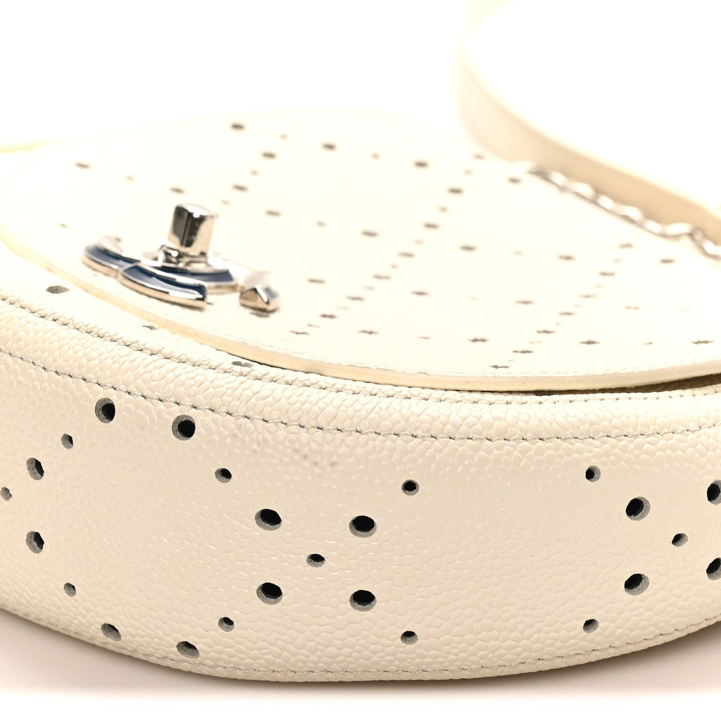 Caviar Perforated Messenger Bag White