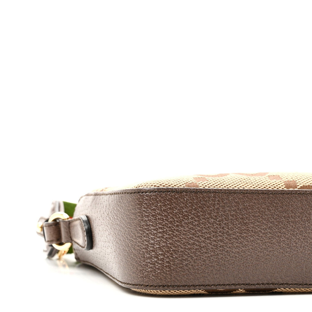 Monogram Jumbo GG Textured Dollar Calfskin Web Messenger Shoulder Bag Camel Ebony New Acero