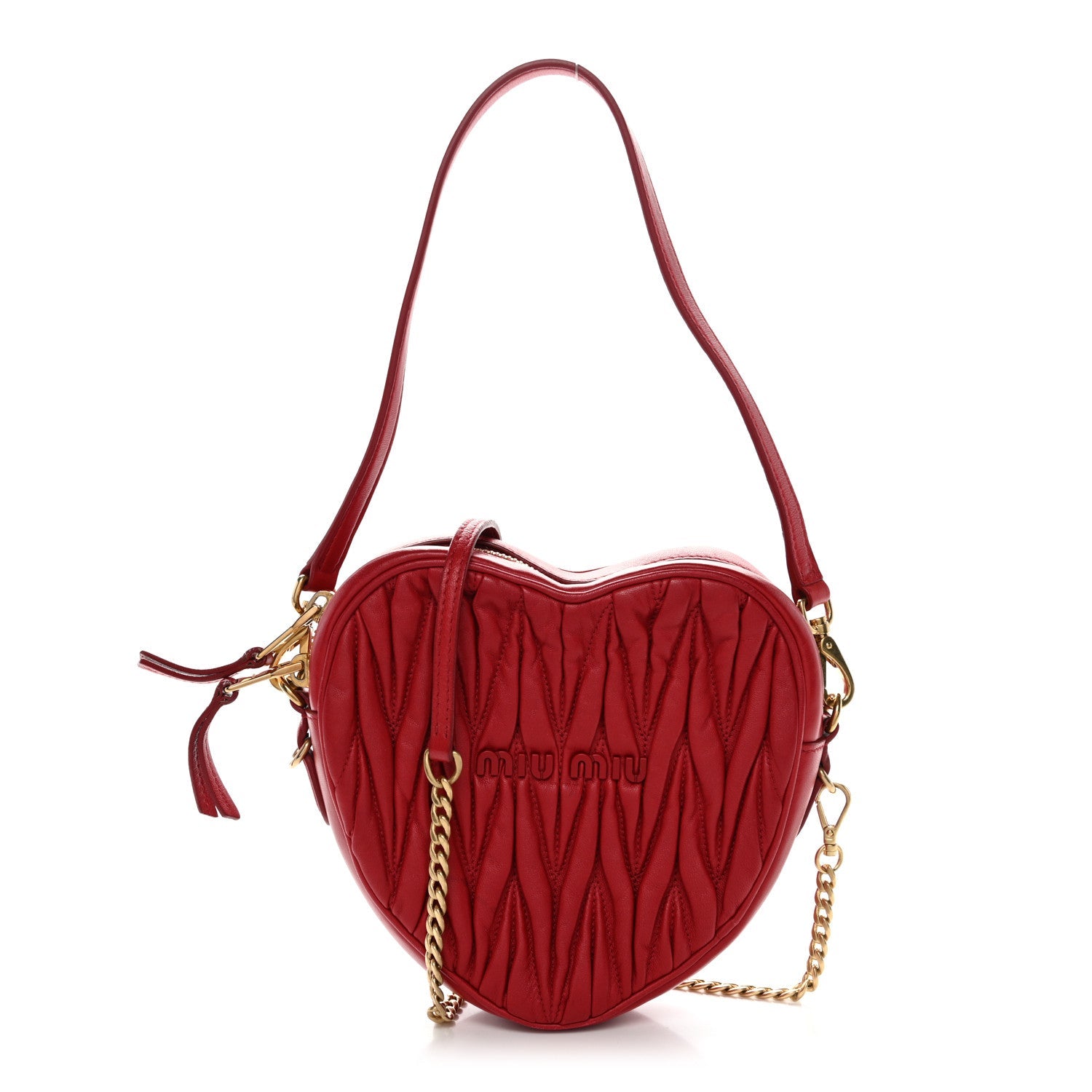 Nappa Matelasse Heart Shoulder Bag Fuoco