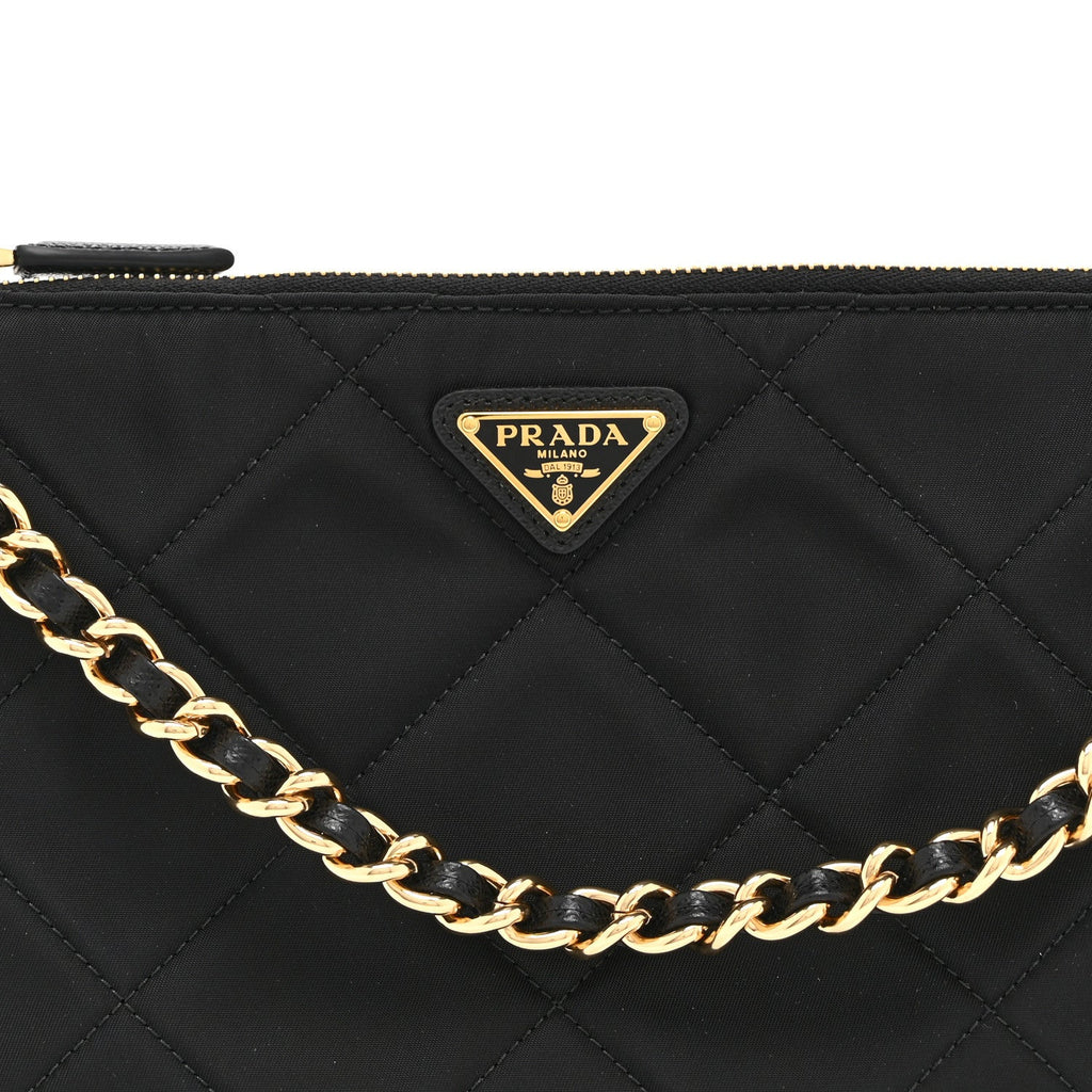 Re-Nylon Tessuto Impuntu Quilted Re-Edition 1995 Chaine Pouch Black