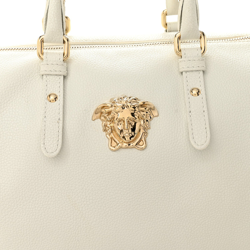 Grained Calfskin Palazzo Bowler White