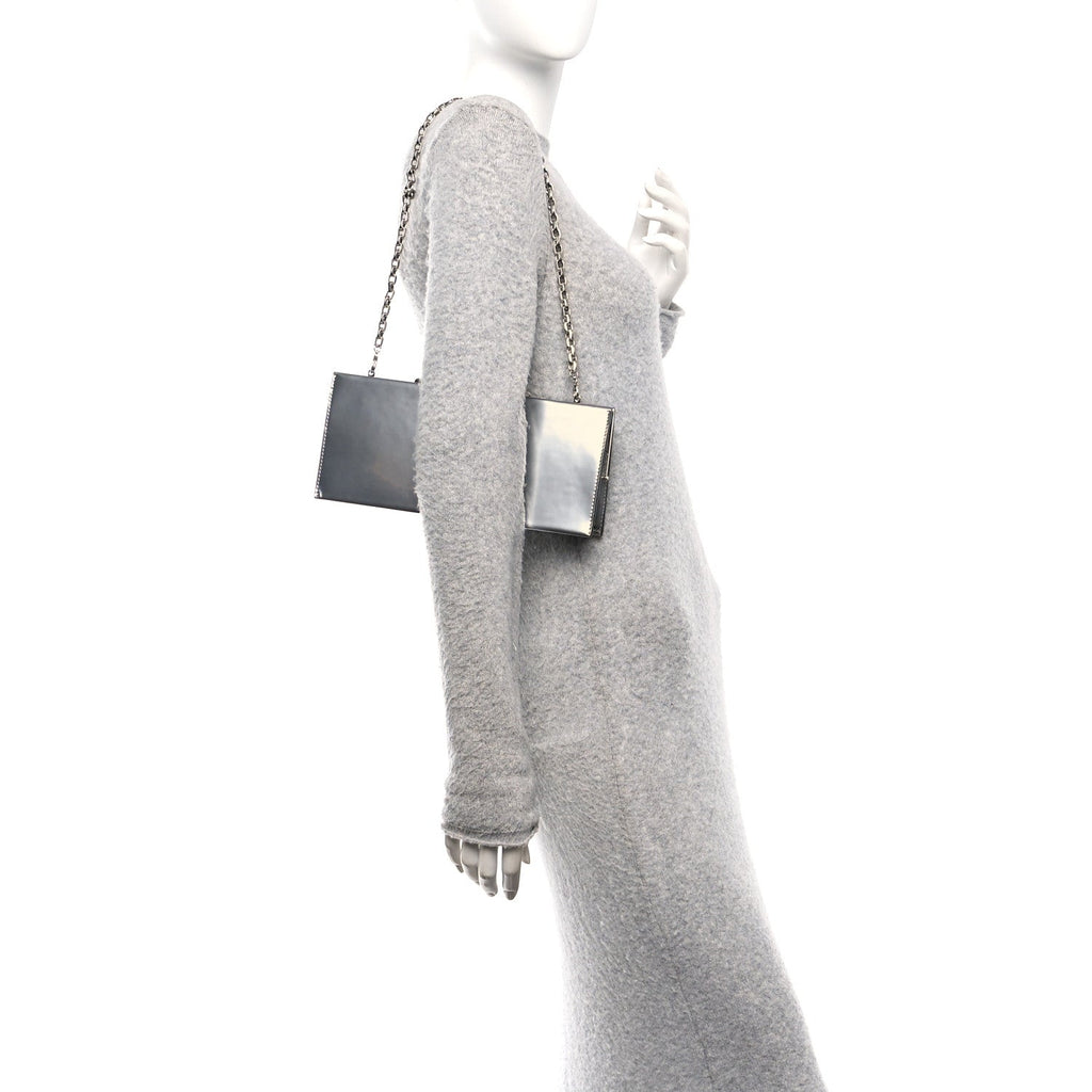 Metallic Calfskin Clutch Silver