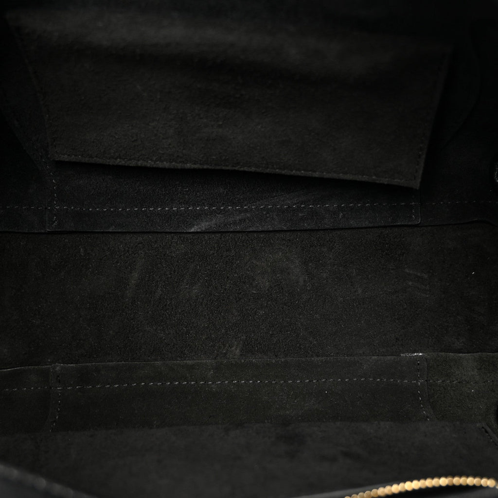 Supple Shiny Lambskin Little New Luggage Black
