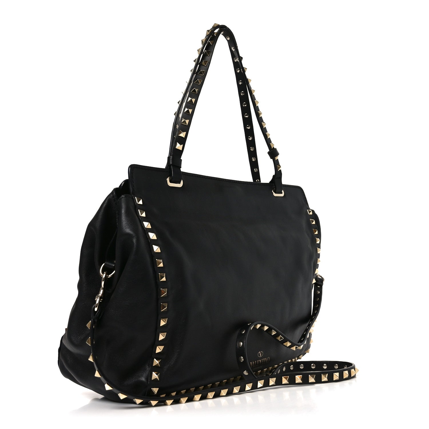 Vitello Medium Rockstud Tote Tote Black