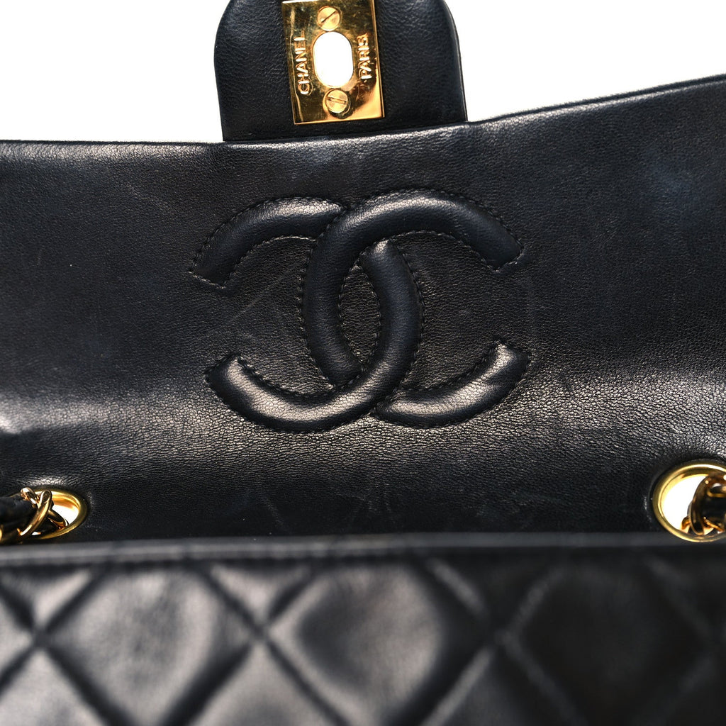 Lambskin Quilted Mini Square Flap Black
