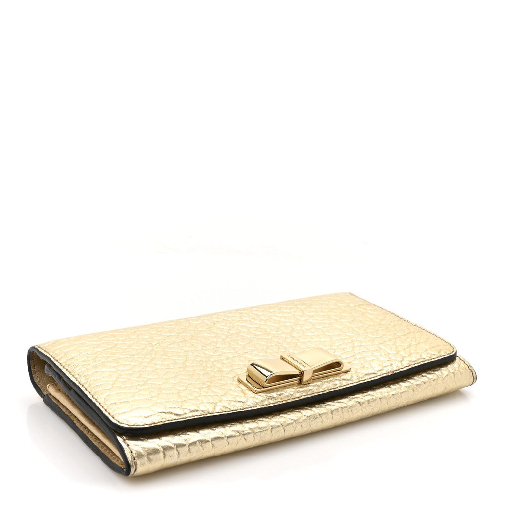 Metallic Heritage Grain Penrose Bow Continental Wallet Gold
