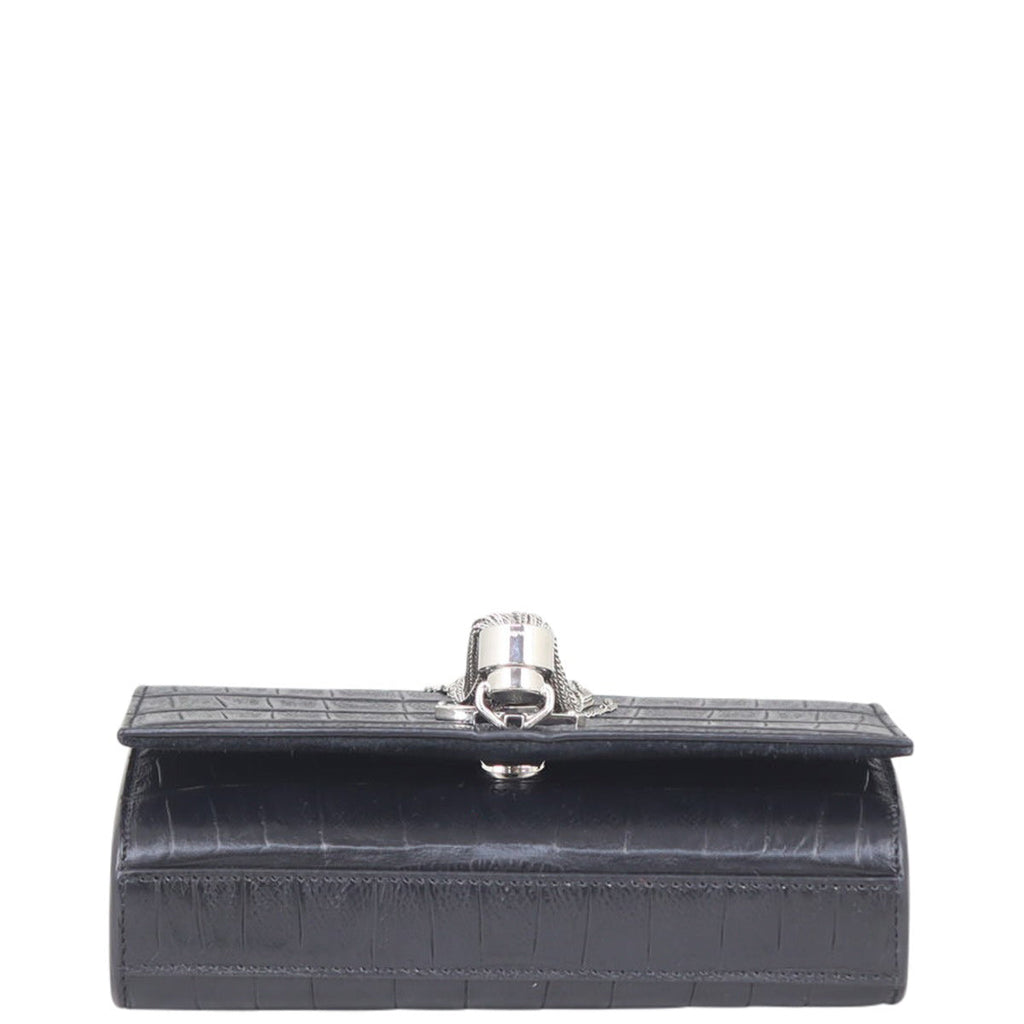 Saint Laurent Kate Tassel Chain Bag Original Small Croc-Embossed