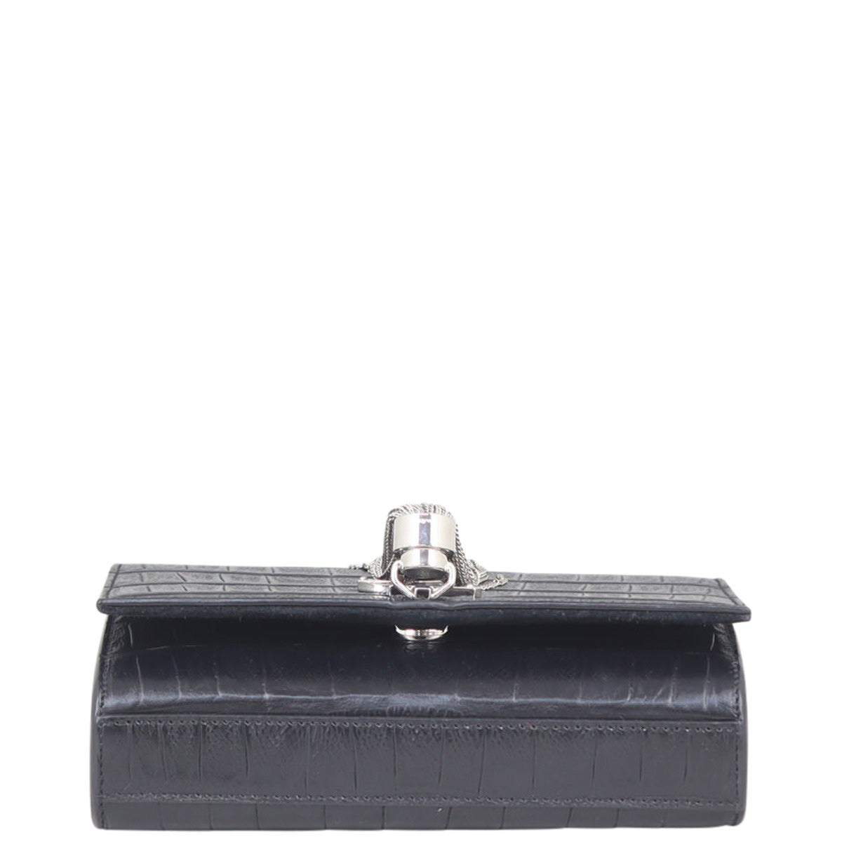 Saint Laurent Kate Tassel Chain Bag Original Small Croc-Embossed