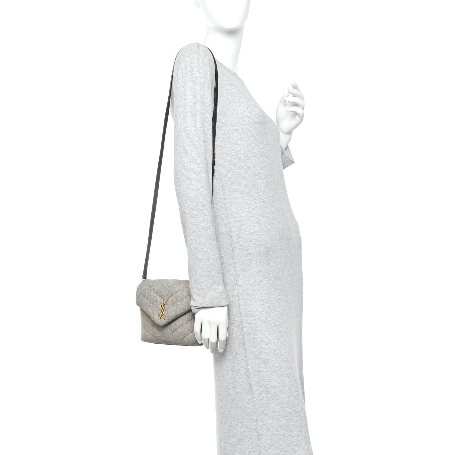 Denim Y Quilted Monogram Toy Loulou Crossbody Bag Grey