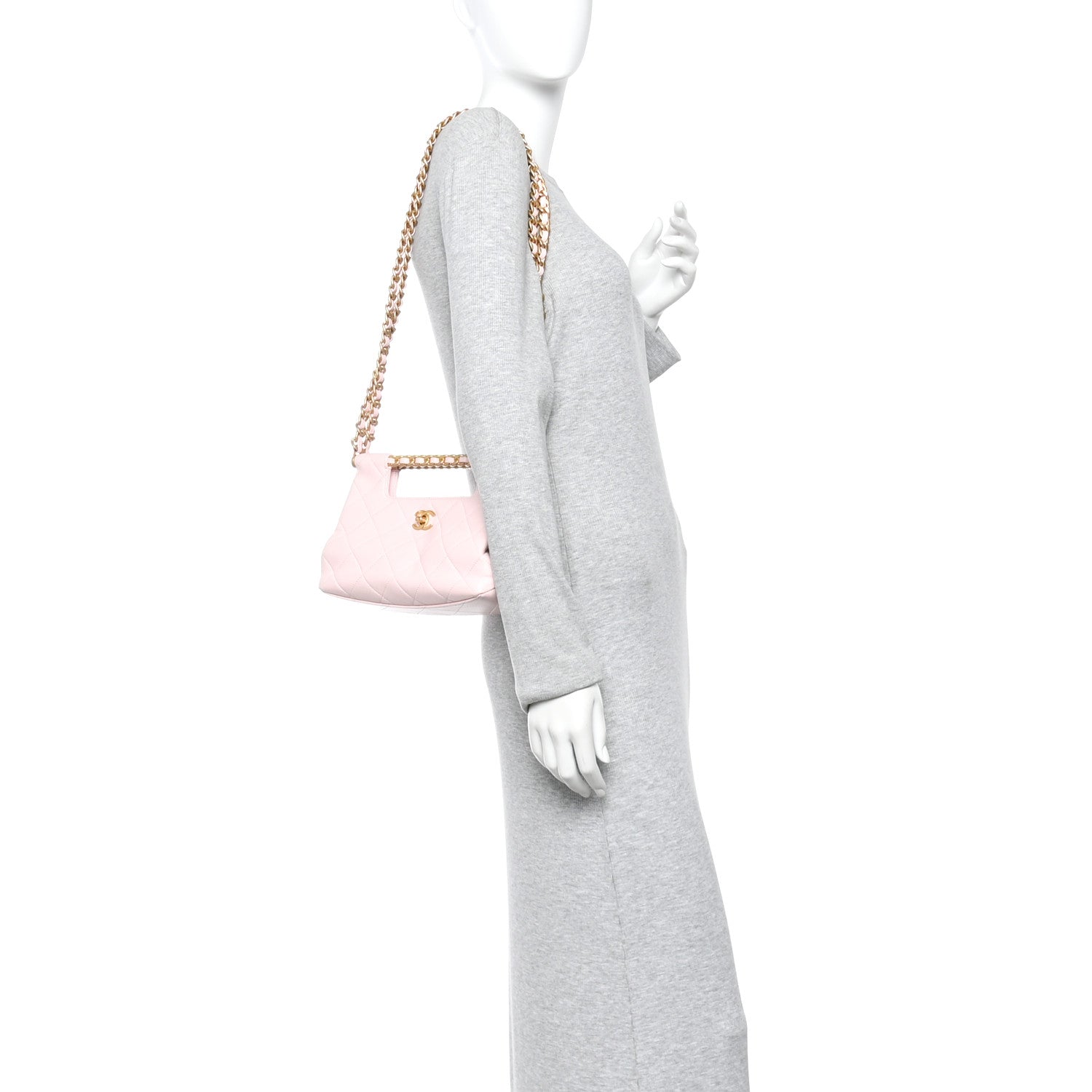 Shiny Lambskin Small Shopping Bag Light Pink