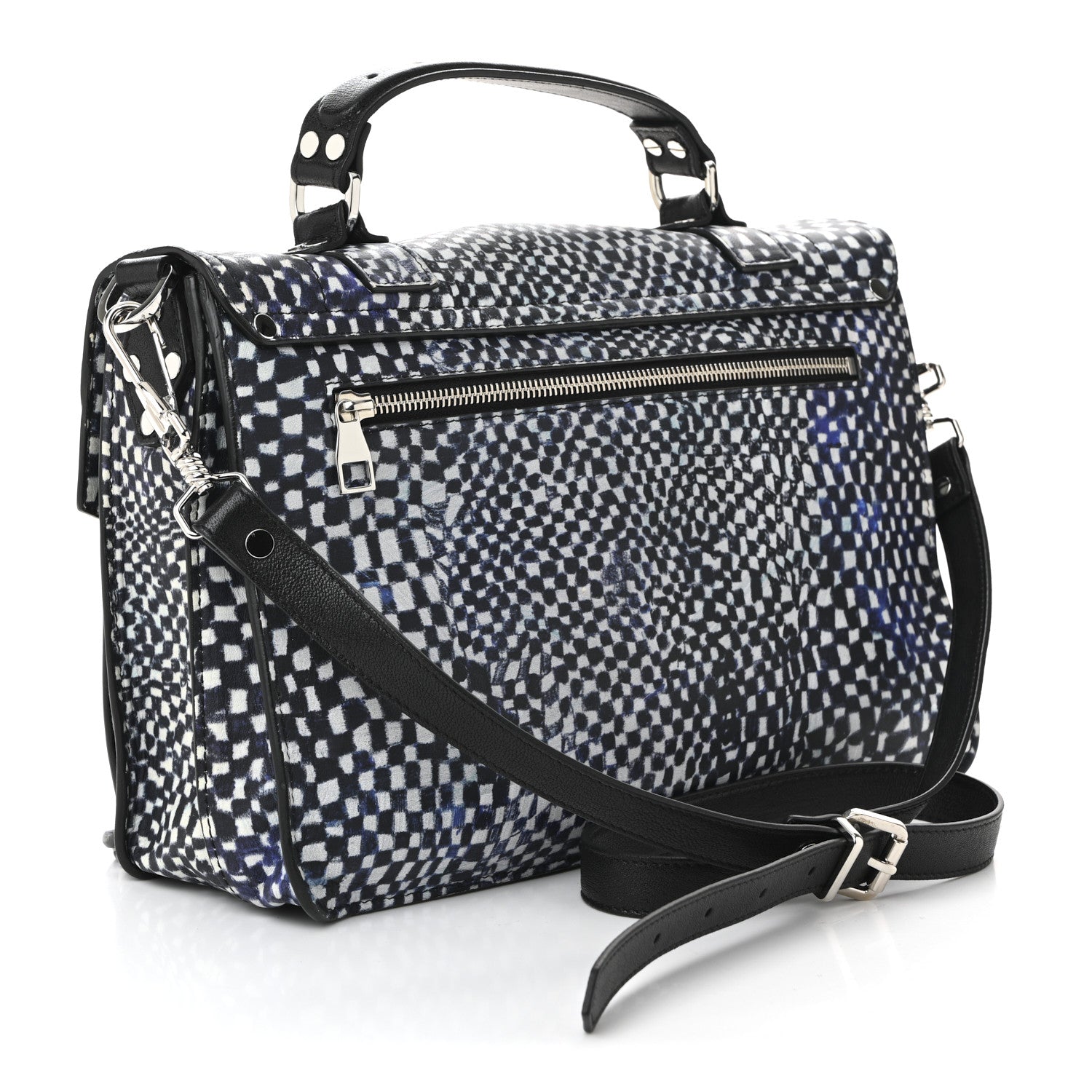X HARMONY KORINE Calfskin PS1 Check Success Medium Satchel Blue