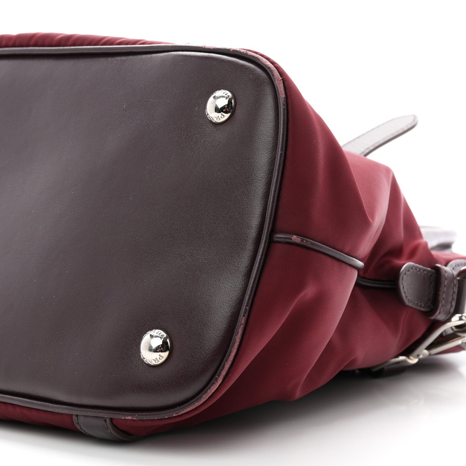 Nylon Tessuto Soft Calf Small Tote Granato
