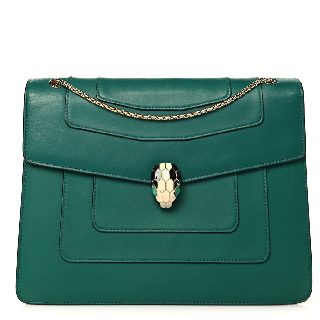 Calfskin Serpenti Forever Medium Shoulder Bag Emerald Green