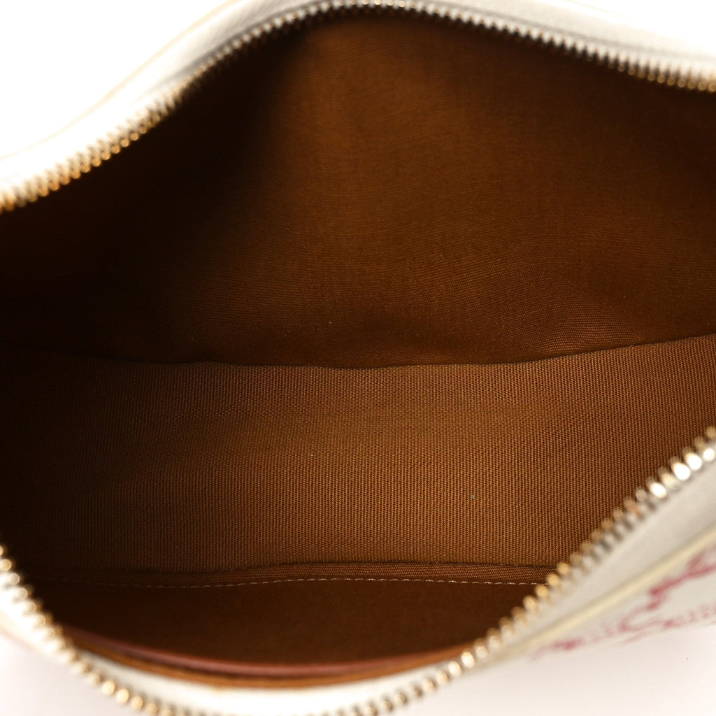 Canvas Calfskin Ava Triomphe Shoulder Bag Red