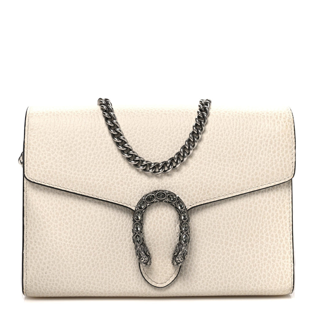 Dollar Calfskin Mini Dionysus Chain Wallet Mystic White