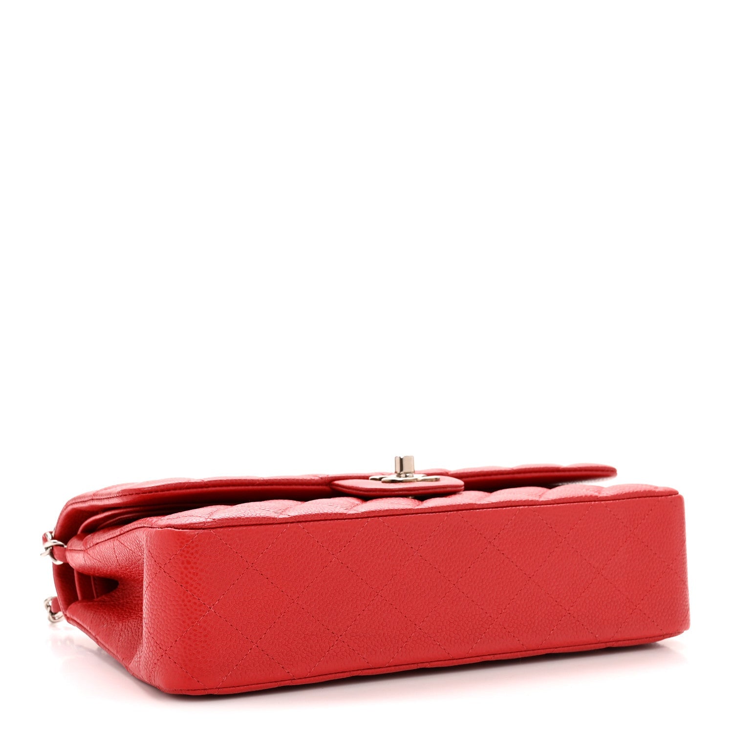 Caviar Quilted Medium Double Flap Red
