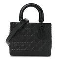 Calfskin Cannage Diamond Cannage Medium Lady Dior Black