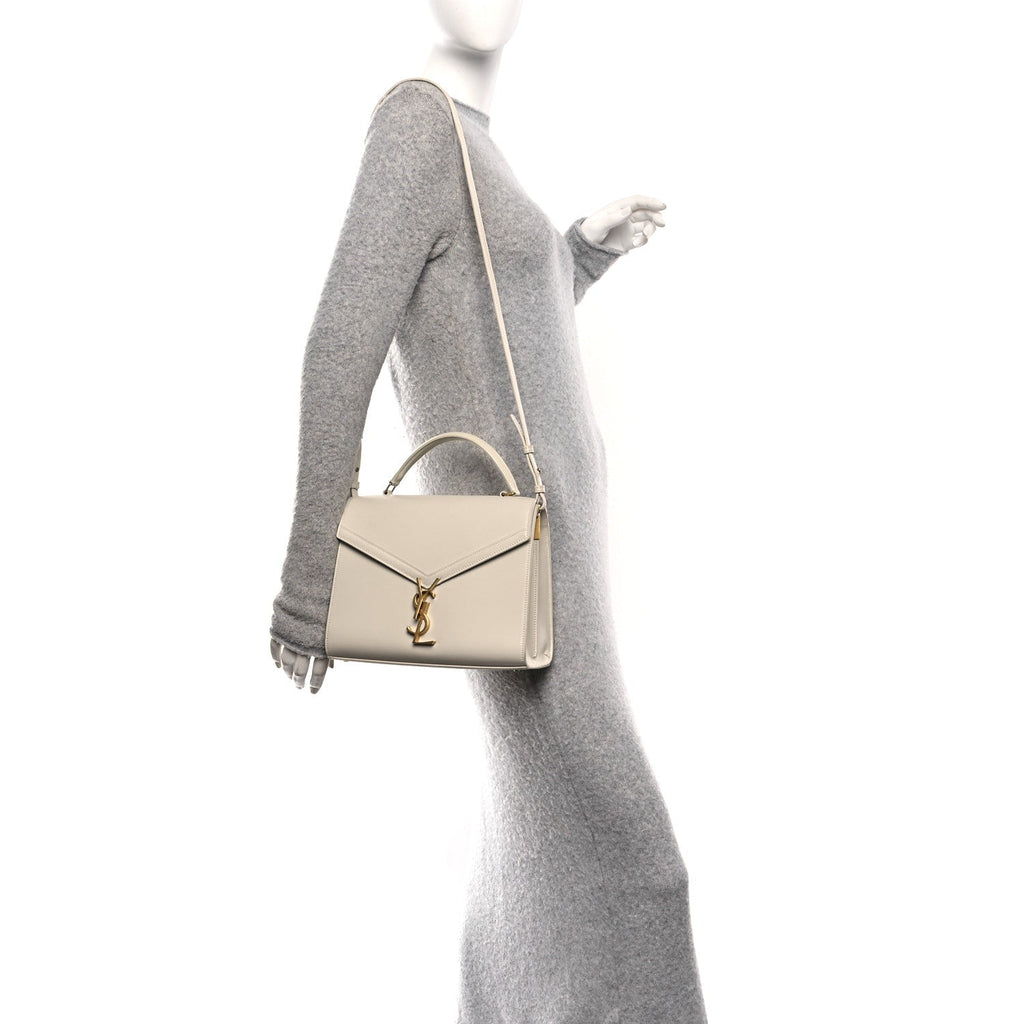Smooth Calfskin Medium Classic Monogram Cassandra Top Handle Crema Soft Rouge Legion