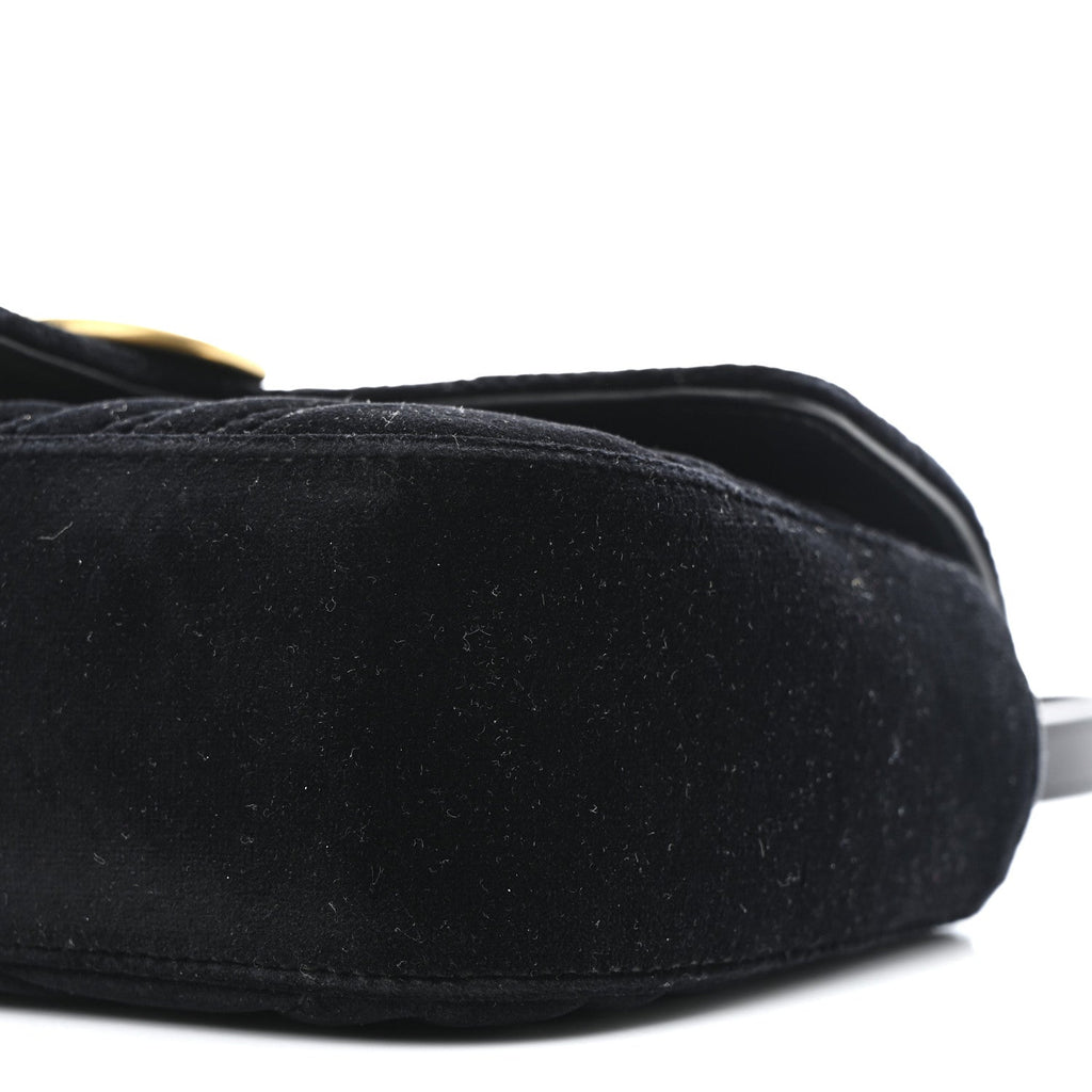 Velvet Matelasse Mini GG Marmont Shoulder Bag Black
