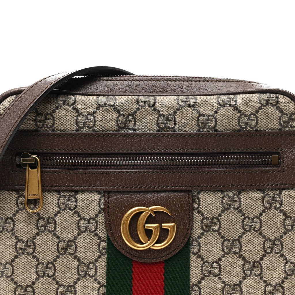 GG Supreme Monogram Web Small Ophidia Messenger Bag Brown