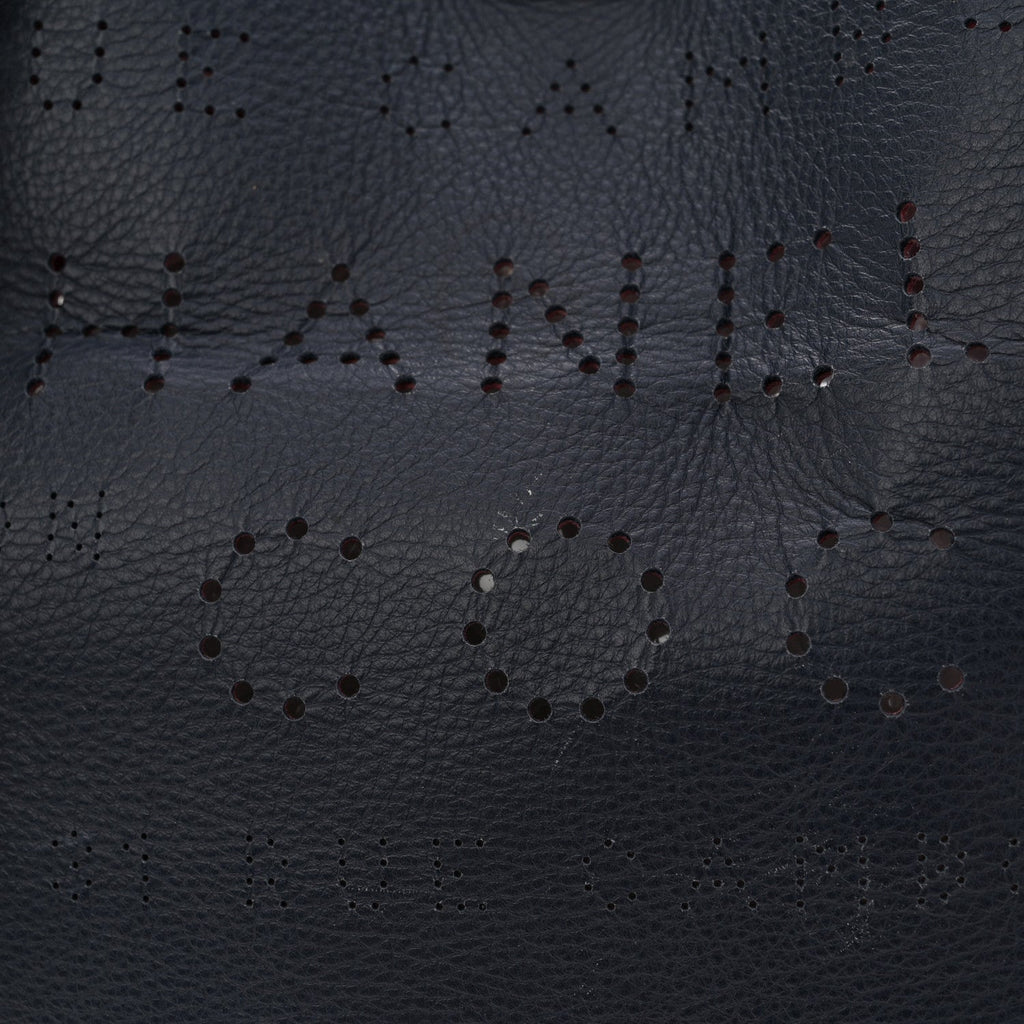 Calfskin Tweed Small Logo Eyelets Shopping Tote Navy Blue