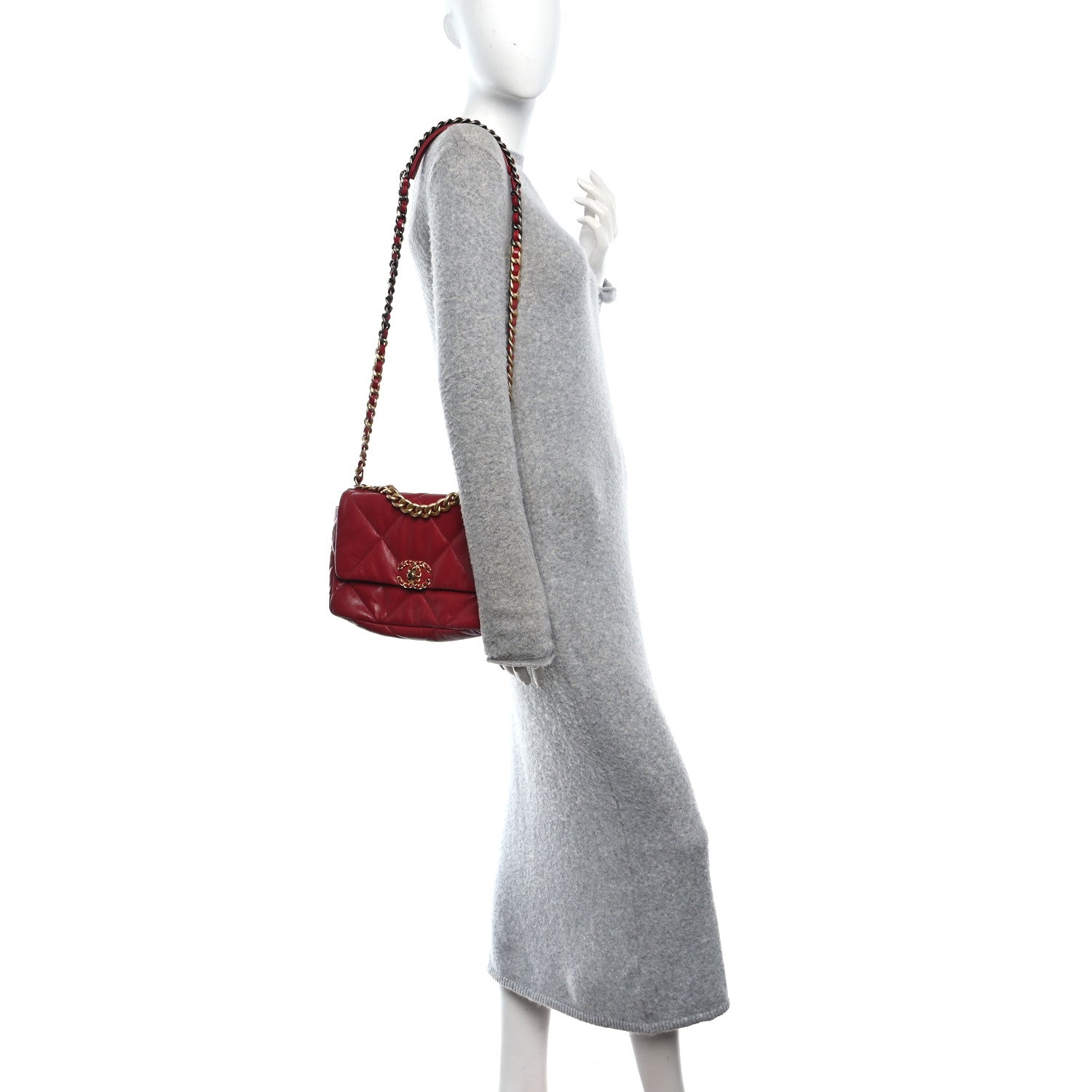 Goatskin Quilted Medium Chanel 19 Flap Red
