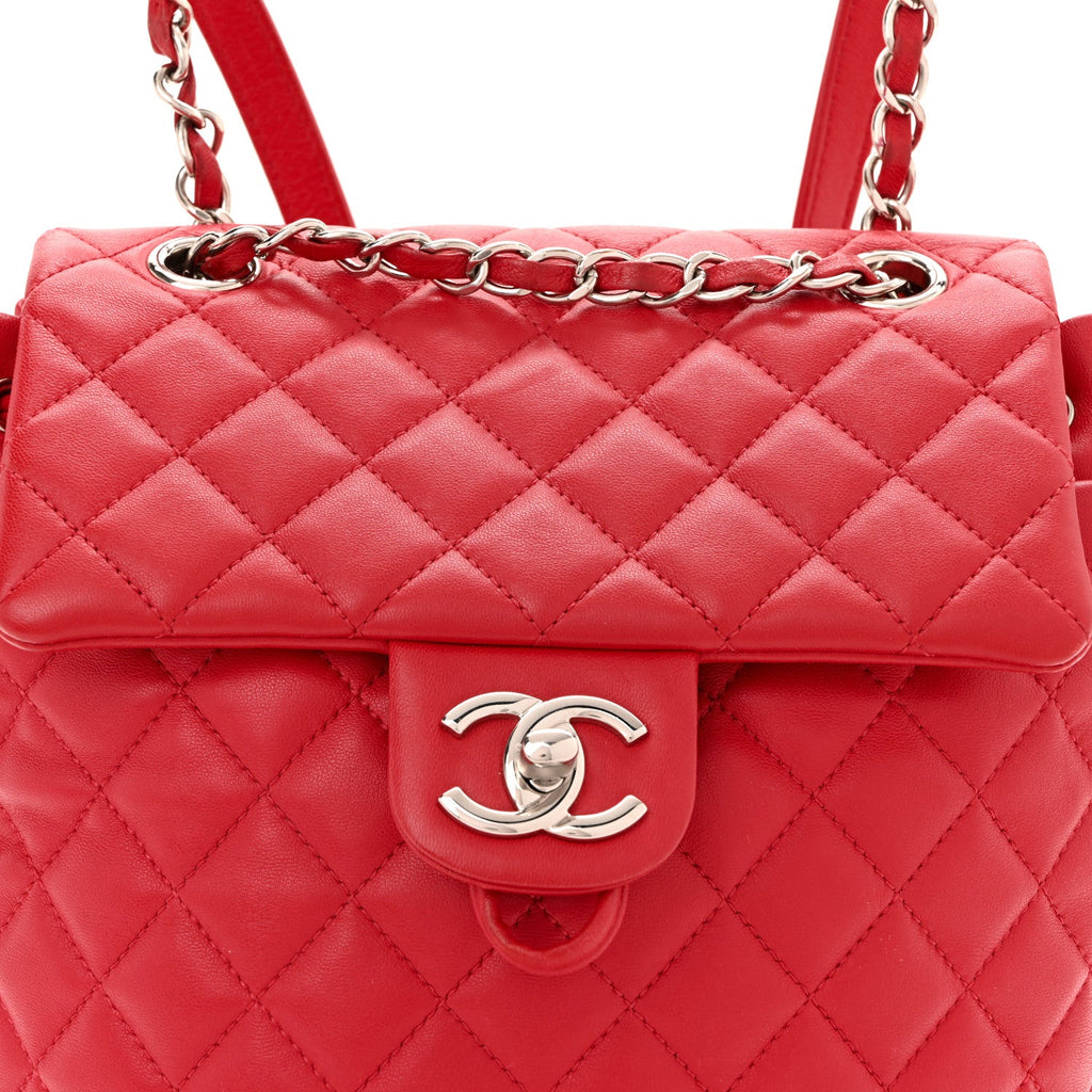 Lambskin Quilted Small Urban Spirit Backpack Red