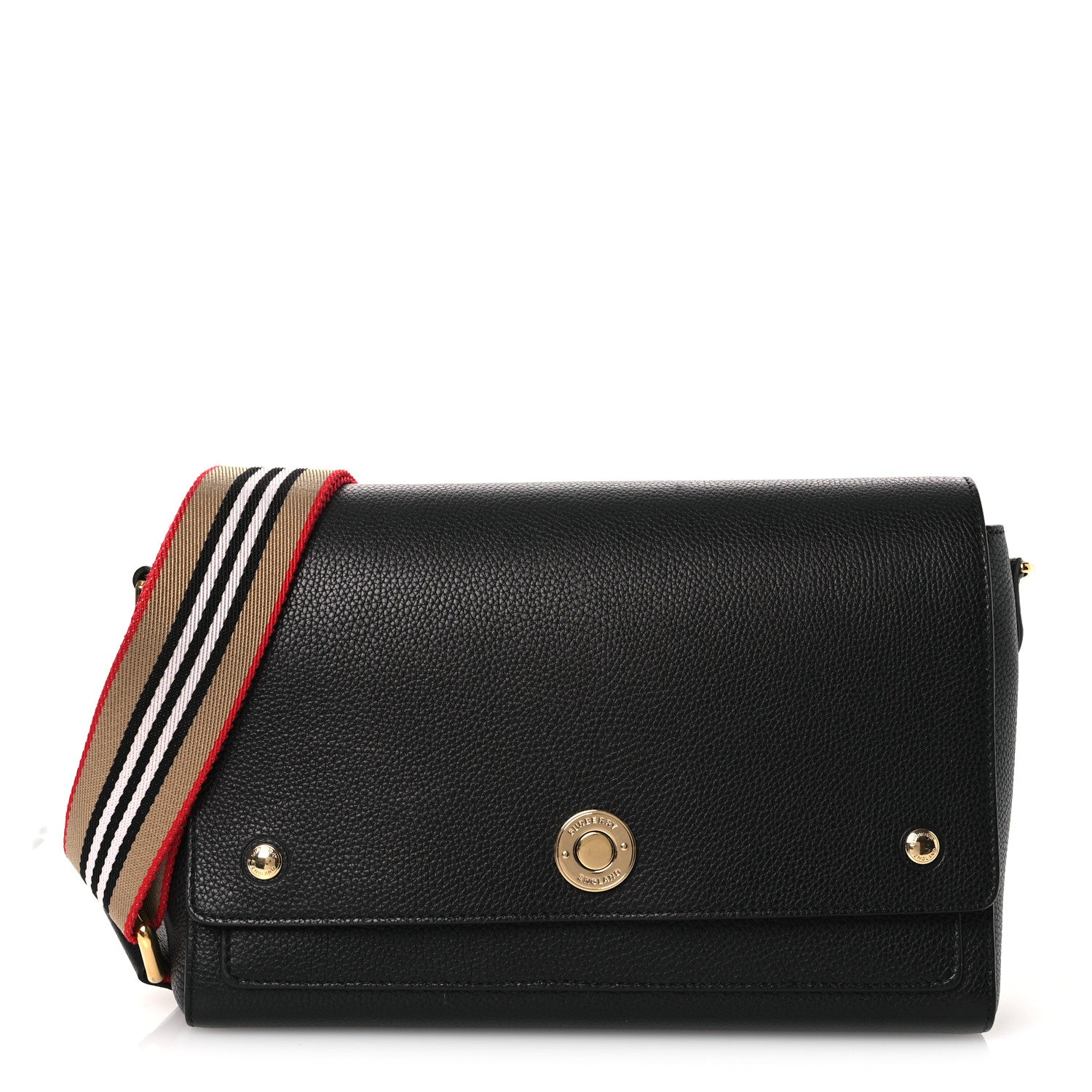 Grainy Calfskin Note Crossbody Bag Black