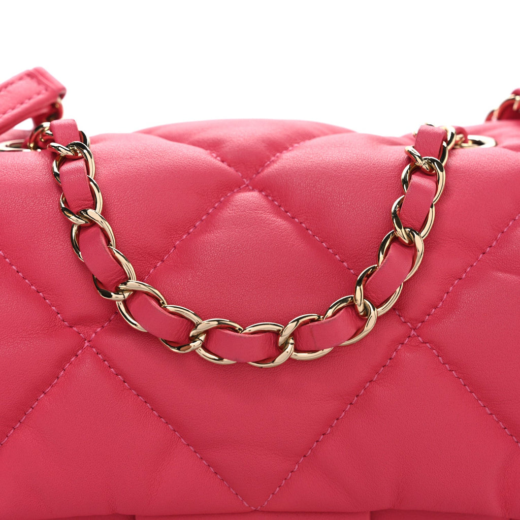 Calfskin Quilted Medium Bubbly Flap Pink
