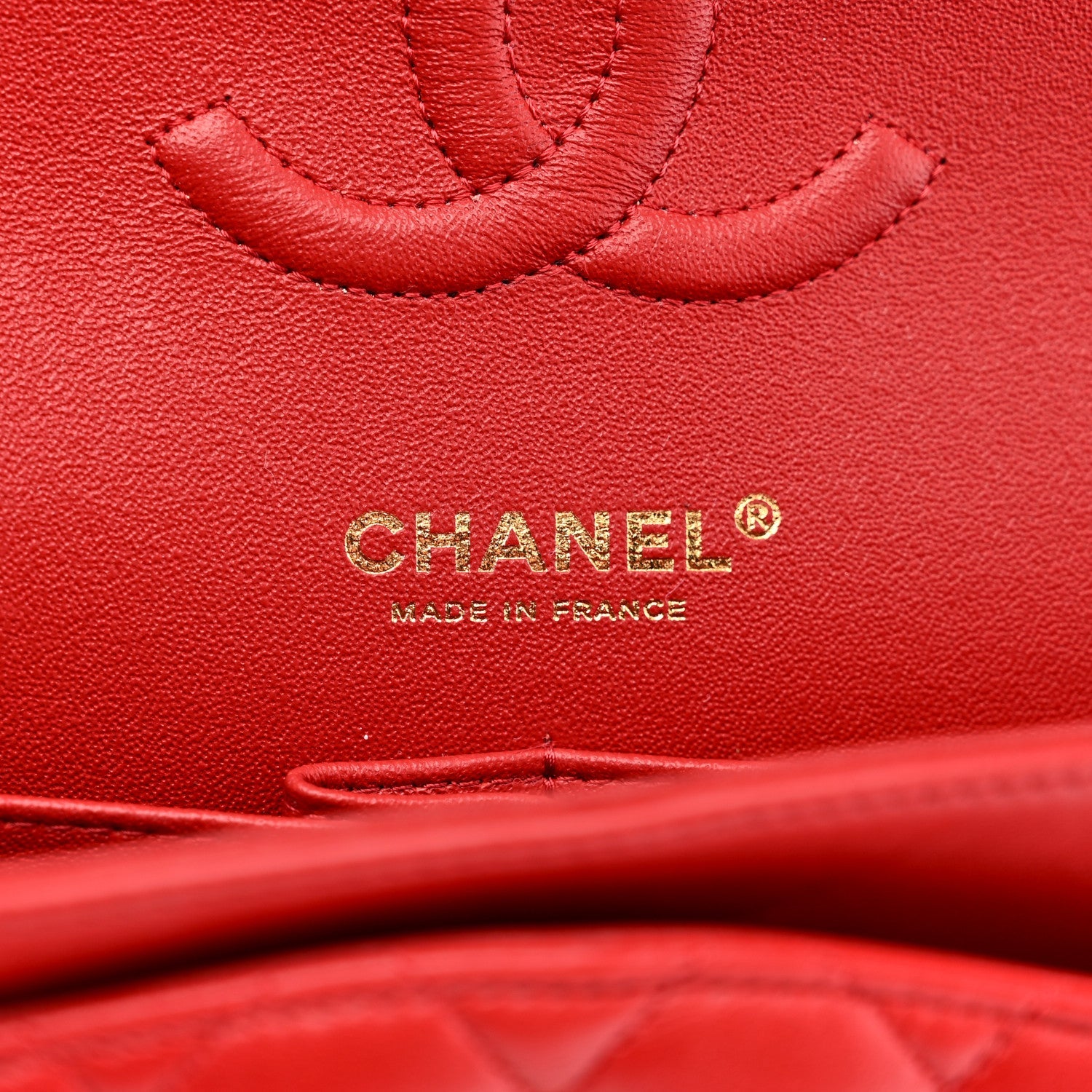 Lambskin Quilted Medium Double Flap Red